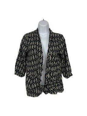 Forever 21 Womens Black & White Open Front Cardigan Geometric Pattern Size M